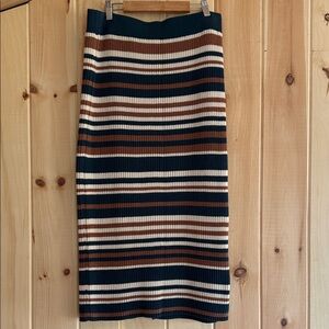 Nation Los Angeles Striped Knit Midi Skirt